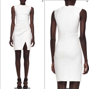 L’AGENCE | Pleat-Side Notched Sheath Dress